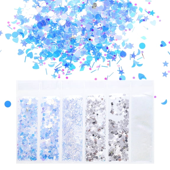 Uxcell Silver Multi-shape Fine Glitters Resin Epoxy Accessories Crafts Sequins Decor