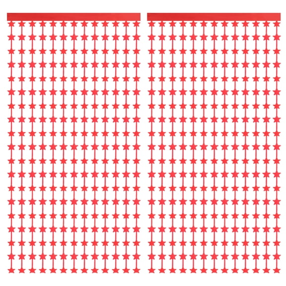 2 Pack Bright Red Stars Backdrop Bright Red Curtains 3.3x6.6ft Glitter Star Twinkle Decor Foil Fringe Garland Banner Decorations for New Year Birthday Party Wedding Celebration