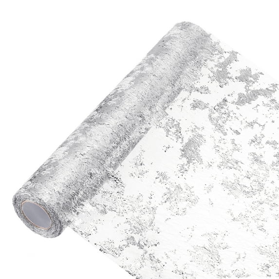 Uxcell Silver Table Runner 11" x 360", Metallic Foil Thin Mesh