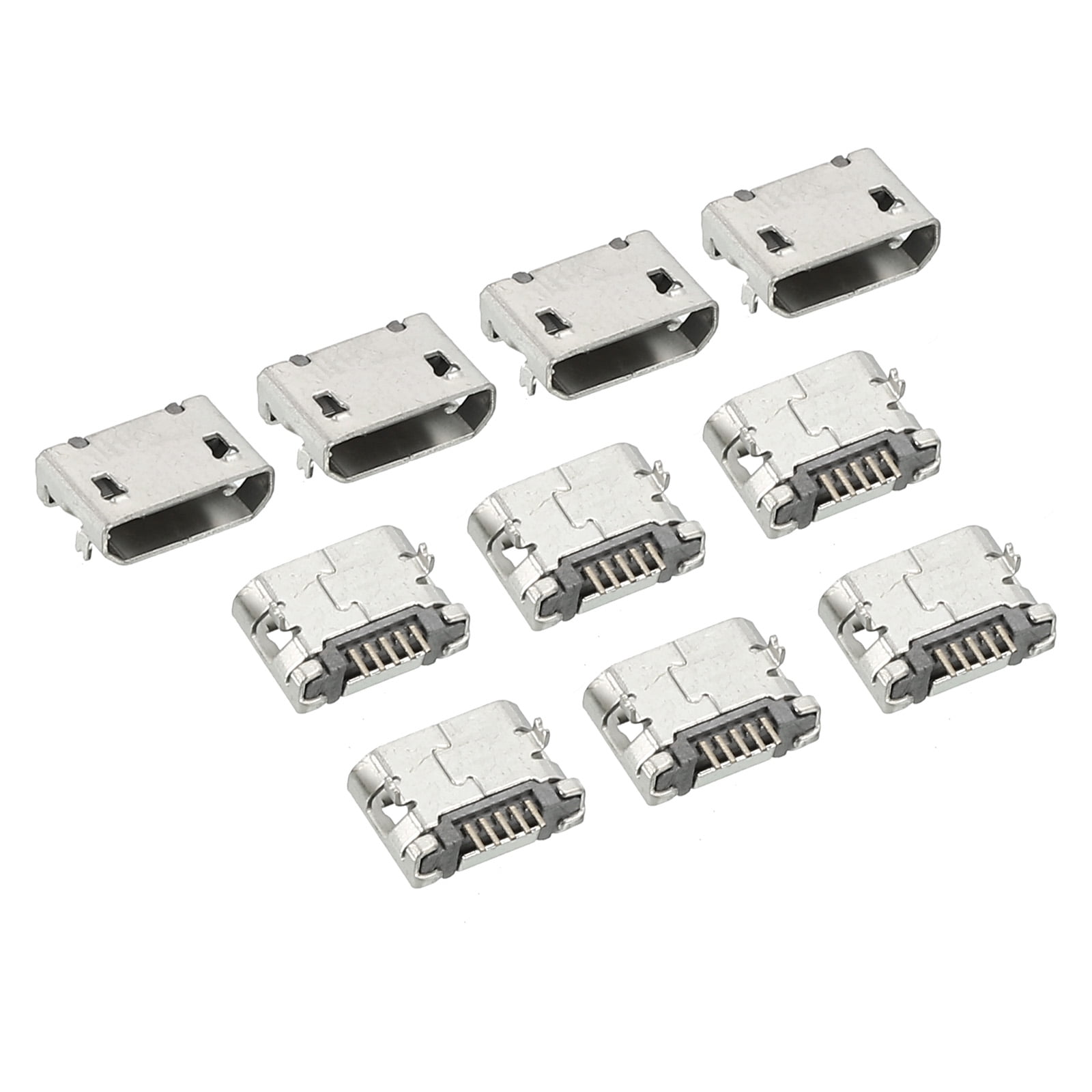 Uxcell Silver Tone Micro USB Type B Connector 5Pins Female Plug Socket