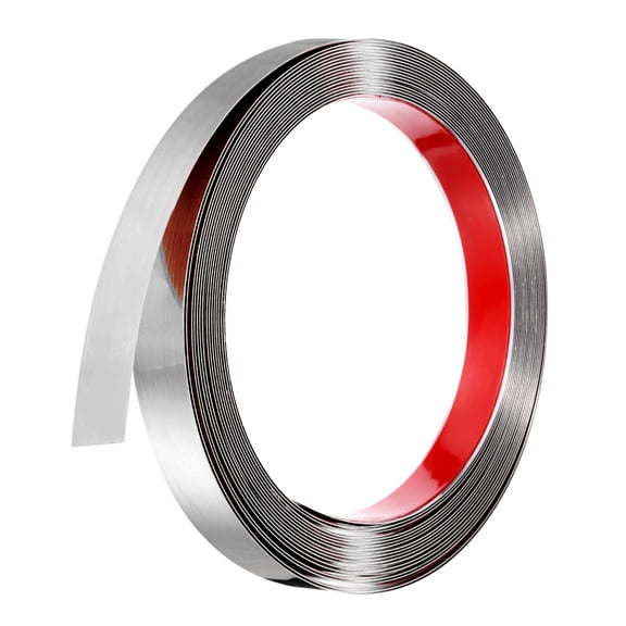 Uxcell Silver Trim Peel and Stick, 32.8ft x 0.8" Stainless Steel Mirror Finish Molding Tape Strips for Wall Cabinet Tile Edge Molding