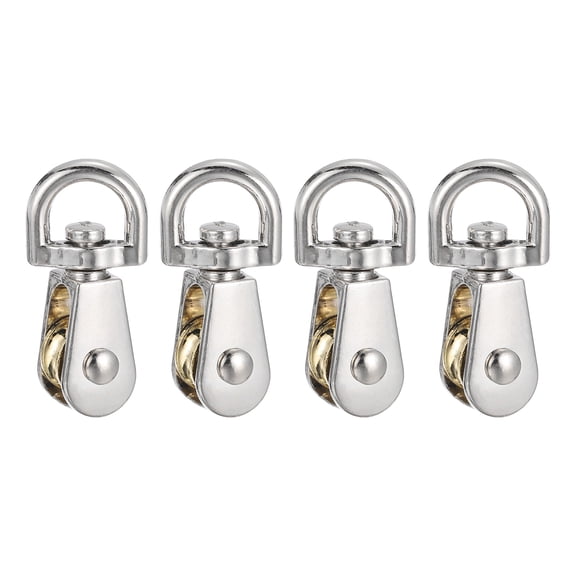 Uxcell Single Cable Pulley Wheel,(13mm / 1/2 inch Width, Silver)(4 PCS), Zinc Alloy Heavy Duty Wheel Swivel Rigging Lifting Fixed Pulley for Wire Rope Gym Equipment Clothesline