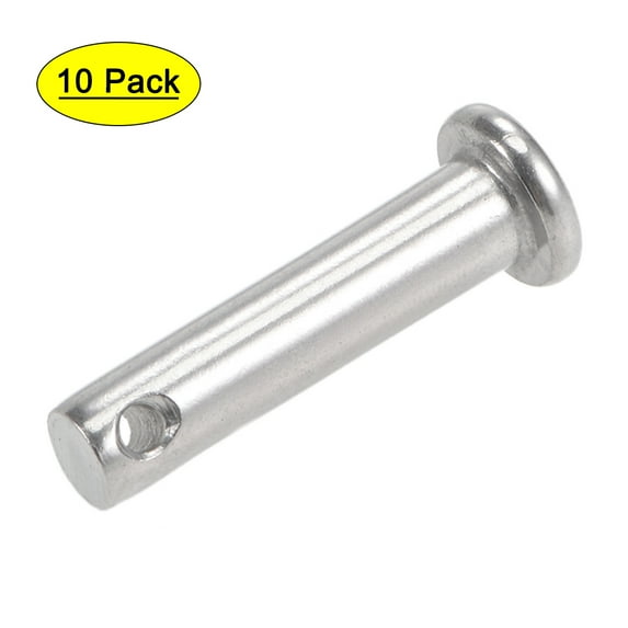 Uxcell Single Hole Clevis Pins - 6mm x 25mm Flat Head 304 Stainless Steel Link Hinge Pin 10 Pcs