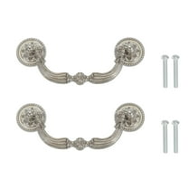 Hole Center Drop Bail Pull Handles 4.84x1.85", 2 Pcs Drawer Handles with Screws for Cabinet Wooden Box, Silver Tone