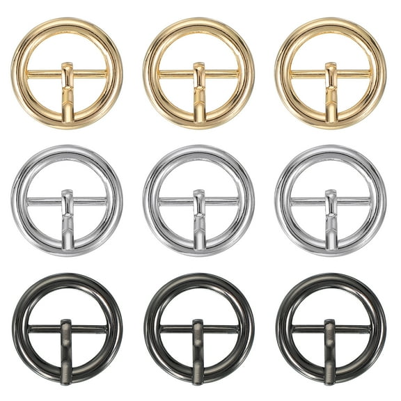 Single Prong Belt Buckle Metal Roller Buckle Round Center Bar Buckles for Belt Purse Making Leather Hardware Black/Silver/Light Gold 0.8"