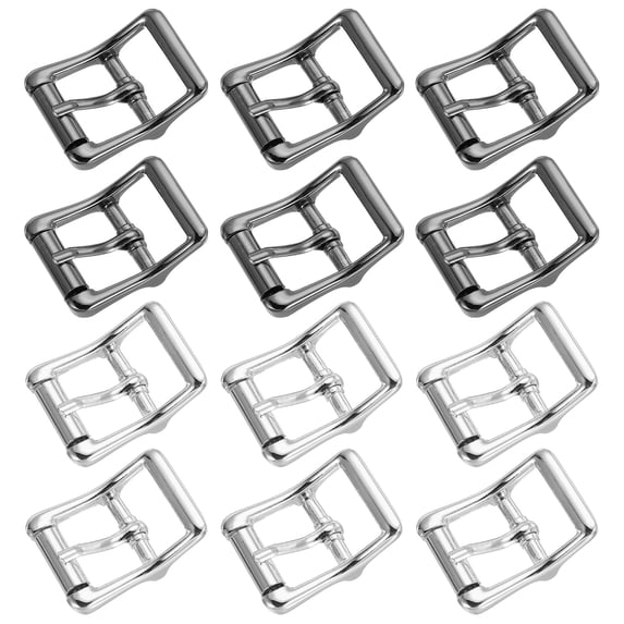 Uxcell Single Prong Belt Buckle Metal Center Bar Square Replacement Buckle Fit for Belt Purse Making Leather Hardware Black/Silver 3/4 Inch