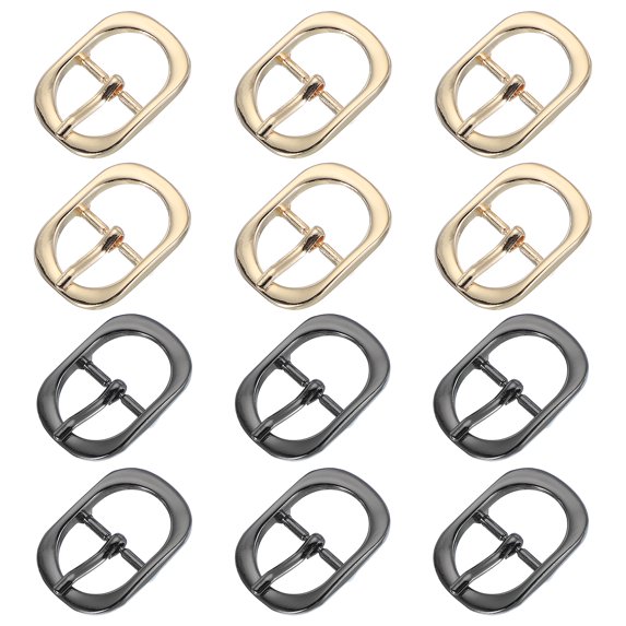 Uxcell Single Prong Belt Buckle, Metal Center Bar Oval Replacement Buckle for Belt Purse Making Leather Hardware Black/Light Gold 3/4 Inch