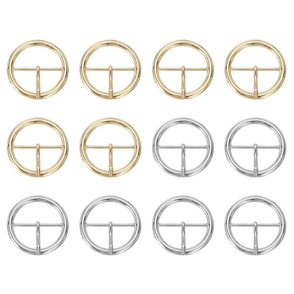 Uxcell Single Prong Belt Buckle, Metal Roller Buckle Round for Belt Purse Making Leather Hardware Silver/Light Gold 1.4"