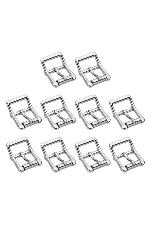 Single Prong Belt Buckle, 1.5"x0.8" Rectangle Shape Metal Roller Buckle Center Bar Buckles for Leather Bag DIY Craft Strap Shoe Making Accessories(Silver Tone, Pack of 10)