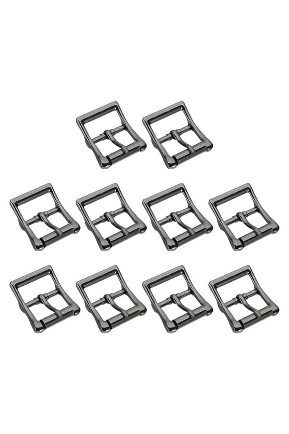 Single Prong Belt Buckle, 1.5"x1" Rectangle Shape Metal Roller Buckle Center Bar Buckles for Leather Bag DIY Craft Strap Shoe Making Accessories(Black, Pack of 10)