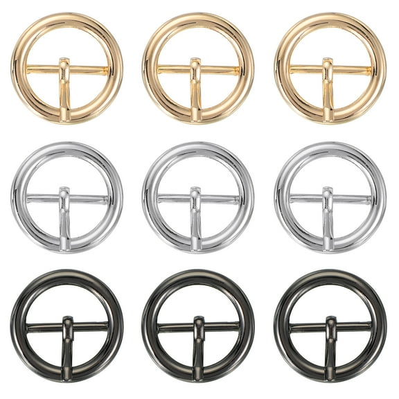 Single Prong Belt Buckle Metal Roller Buckle Round Center Bar Buckles for Belt Purse Making Leather Hardware Black/Silver/Light Gold 1"