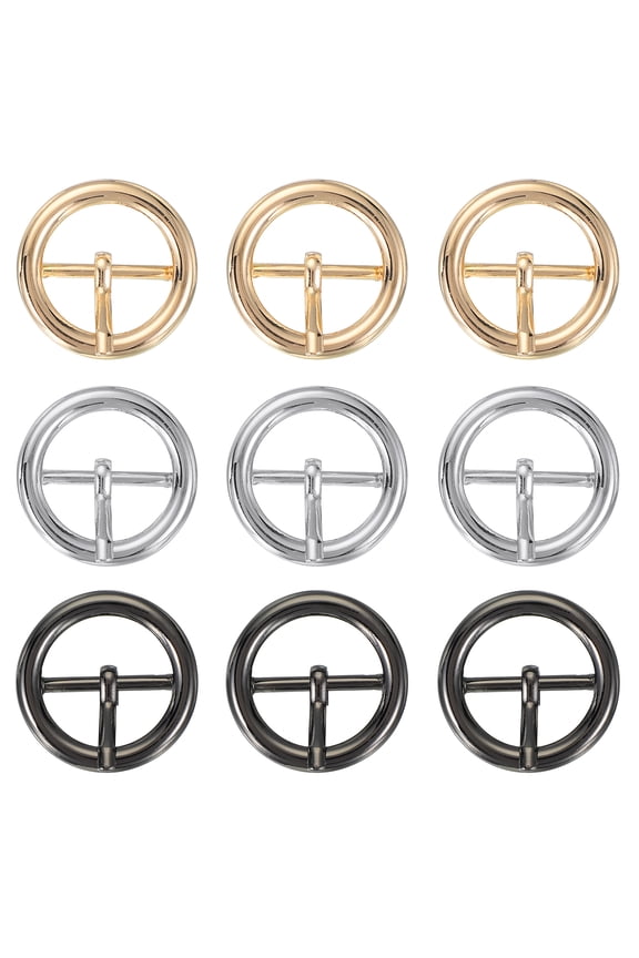 Single Prong Belt Buckle Metal Roller Buckle Round Center Bar Buckles for Belt Purse Making Leather Hardware Black/Silver/Light Gold 1"