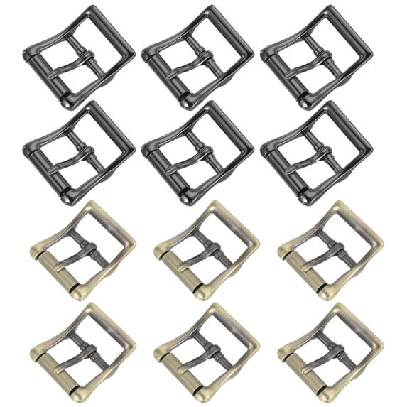 Uxcell Single Prong Belt Buckle Metal Center Bar Square Replacement Buckle Fit for Belt Purse Making Leather Hardware Bronze/Black 1 Inch