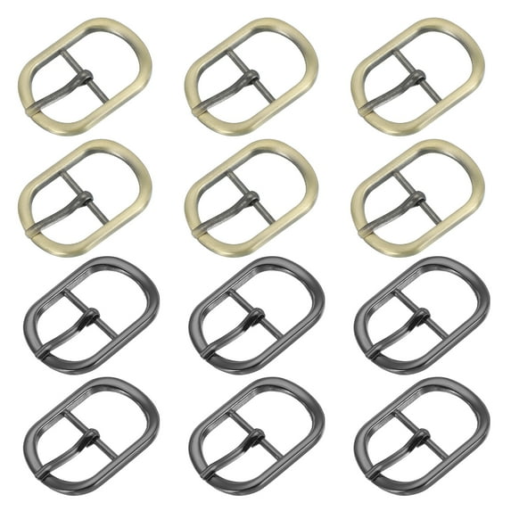 Uxcell Single Prong Belt Buckle, Metal Center Bar Oval Replacement Buckle for Belt Purse Making Leather Hardware Bronze/Black 1 Inch