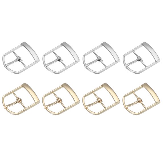Uxcell Single Prong Belt Buckle Metal Roller Buckle Oval Center Bar Buckles for Belt Purse Making Leather Hardware Silver/Light Gold 1"