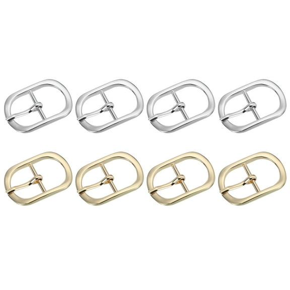 Uxcell Single Prong Belt Buckle, Metal Roller Pin Buckle Oval Center Bar Buckles for Belt Purse Making Leather Hardware Silver/Light Gold 1"