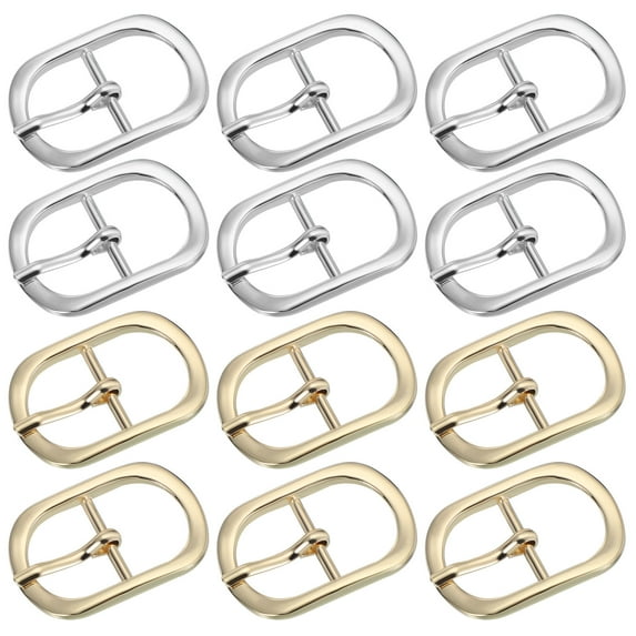 Uxcell Single Prong Belt Buckle, Metal Roller Pin Buckle Oval Center Bar Buckles for Strap Belt Purse Making Hardware Silver/Light Gold 1"