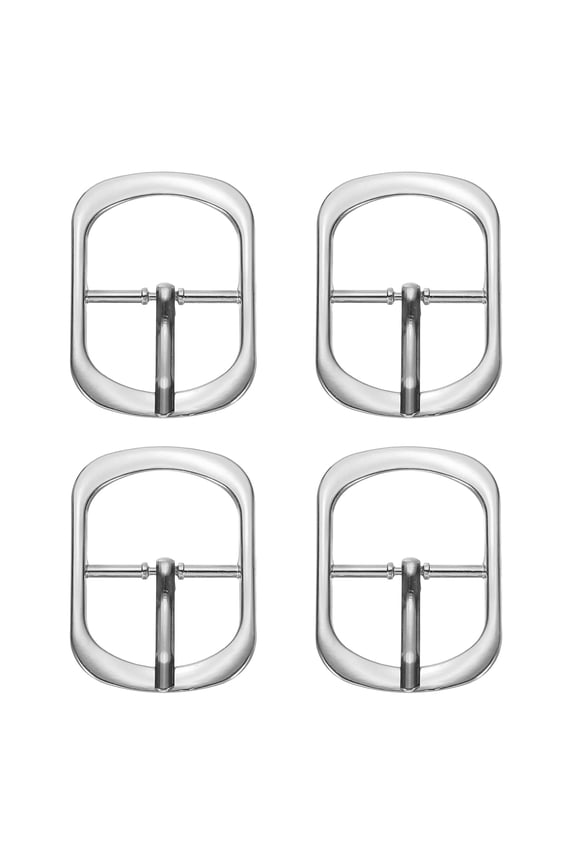 Single Prong Buckle, 4 Pcs 1 Inch Adjustable Metal Roller Buckle Oval Center Bar Buckle Belt Buckles for Bags DIY Crafts Purse Straps Shoe Belts Making Accessories, Silver Tone