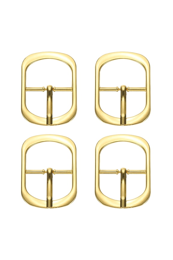 Single Prong Buckle, 4 Pcs 1 Inch Adjustable Metal Roller Buckle Oval Center Bar Buckle Belt Buckles for Bags DIY Crafts Purse Straps Shoe Belts Making Accessories, Gold Tone