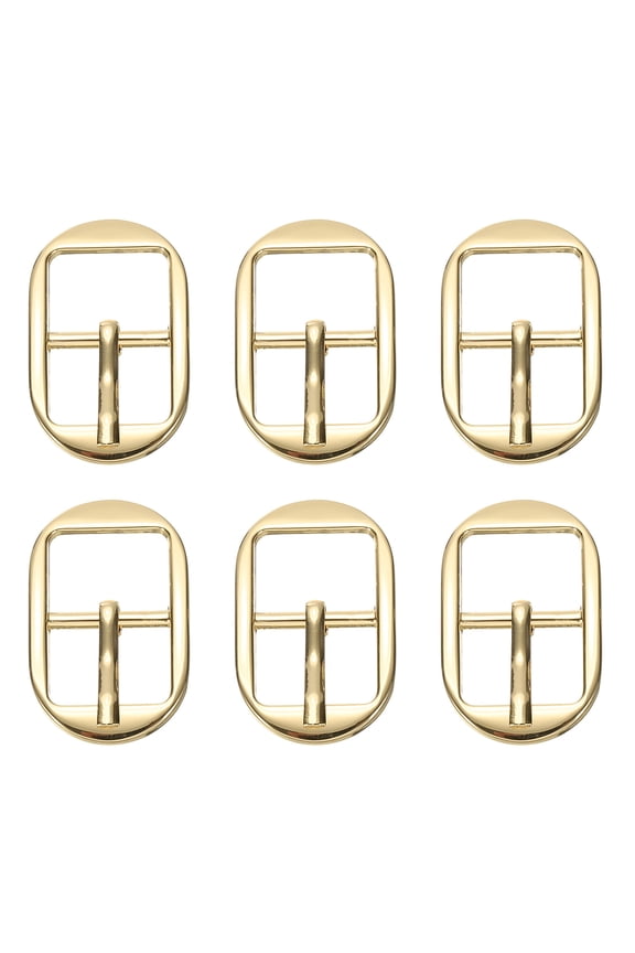 Single Prong Buckle, 6 Pcs 0.8 Inch Adjustable Metal Roller Buckle Square Center Bar Buckle Belt Buckle for Bag DIY Craft Purse Strap Shoe Belt Making Accessories, Gold Tone