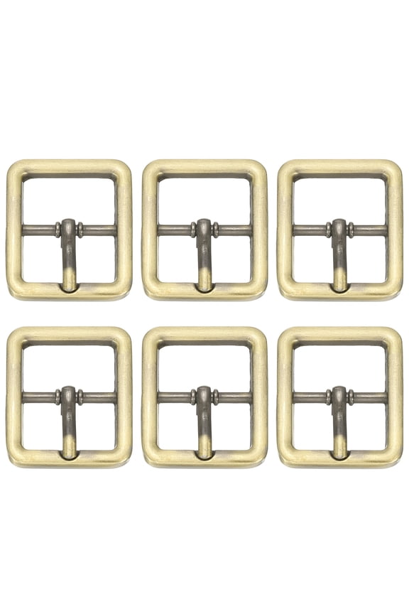 Single Prong Buckle, 6 Pcs 0.8 Inch Adjustable Metal Roller Buckle Square Center Bar Buckle Belt Buckle for Bag DIY Craft Purse Strap Shoe Belt Making Accessories, Bronze