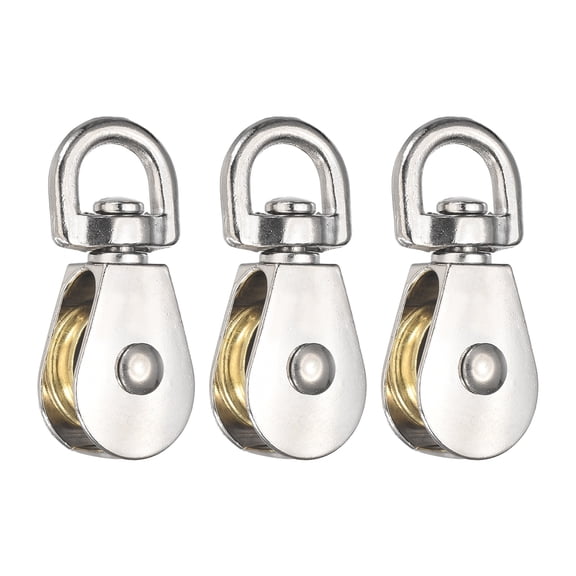 Uxcell Single Pulley Block, (Loading 600KG)(3Pcs), Zinc Alloy Heavy Duty Wheel Swivel Rigging Lifting Fixed Pulley for Wire Rope Gym Equipment Clothesline