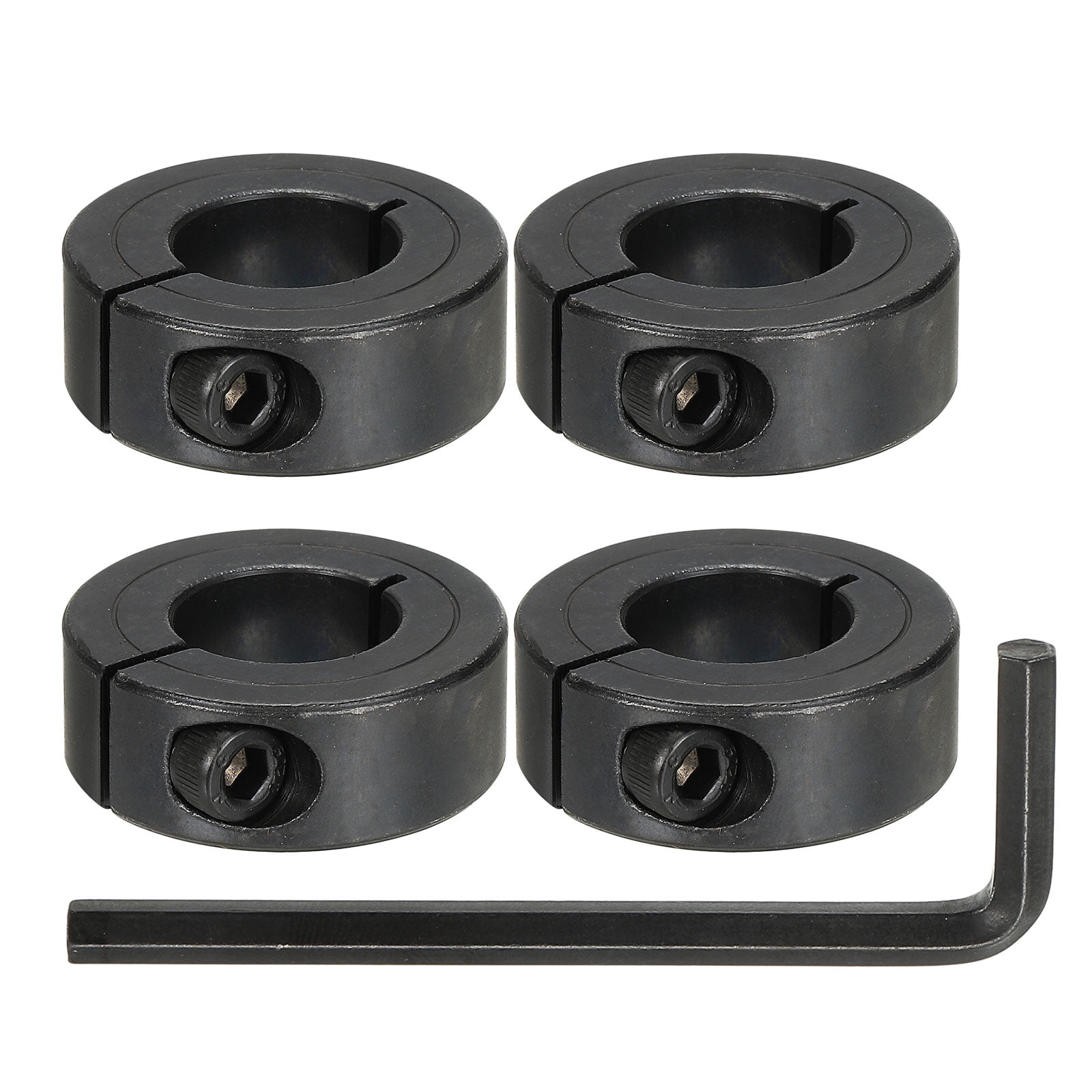 Bore 18 mm Single Split Shaft Collar 36 mm OD 13 mm Thickness Clamp Style with Set Screw & Hex Wrench (Black, 4)