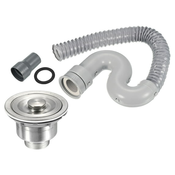 Uxcell Sink Drainer Kit Adjustable Flexible Drain Pipe Kit with Seal Ring Gray Green