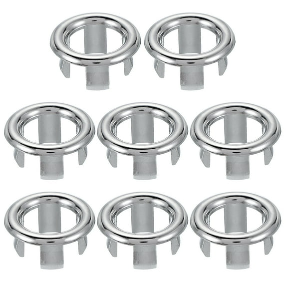 Uxcell Sink Overflow Ring, Bathroom Sink Overflow Drain Cover Sink Basin Trim Insert in Hole Round Cap for Bathroom Silver