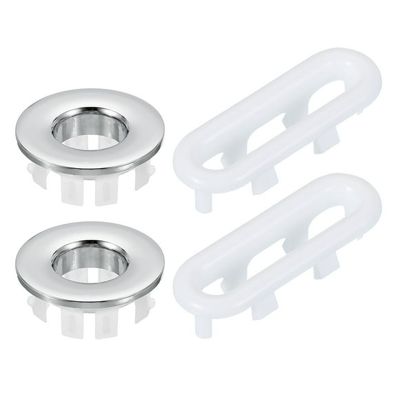 Uxcell Sink Overflow Ring, Bathroom Sink Overflow Drain Cover Insert for Kitchen and Bathroom Silver/White