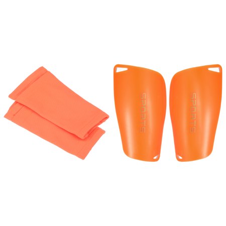 Uxcell Size S Soccer Shin Guards Set, PVC Portable Shin Pad with Cotton Football Calf Sleeve, Orange