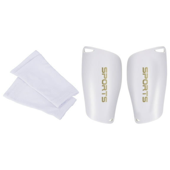 Uxcell Size S Soccer Shin Guards Set, Portable Shin Pad with Cotton Football Calf Sleeve, White