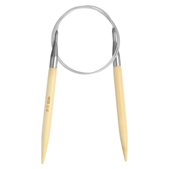 Uxcell Size US 13 (9mm) Bamboo Steel Cable Circular Knitting Needle 32 inch Round Wooden Needle for Handmade Projects