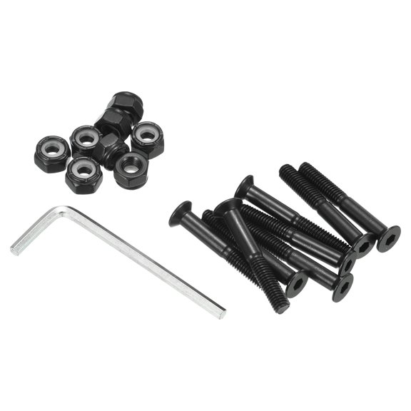 Uxcell Skateboard Hardware Kit 1.38" Mounting Screws Hex Head Bolts Nuts Set with Spanner Black