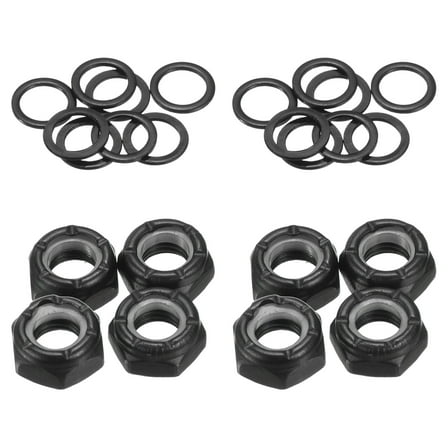 Uxcell Skateboard Lock Nuts Set 5/16 Skateboard Truck Axle Washers Spacer Hardware Repair Kit, Black 2 Set