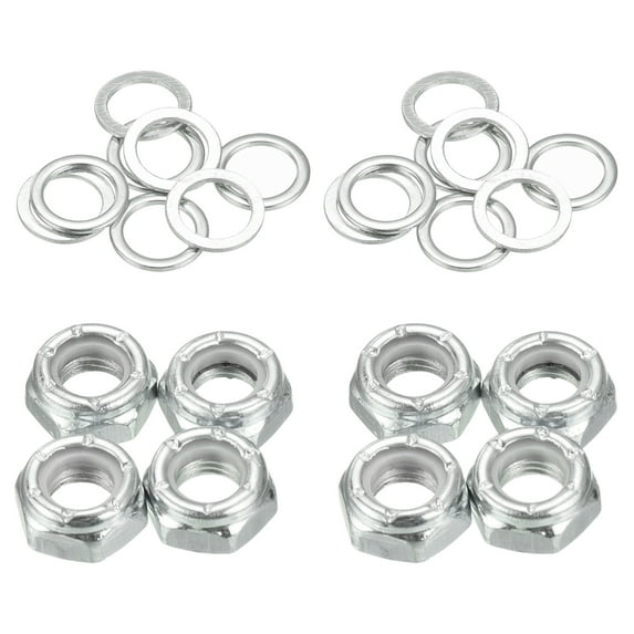 Uxcell Skateboard Lock Nuts Set 5/16 Skateboard Truck Axle Washers Spacer Hardware Repair Kit, Silver 2 Set