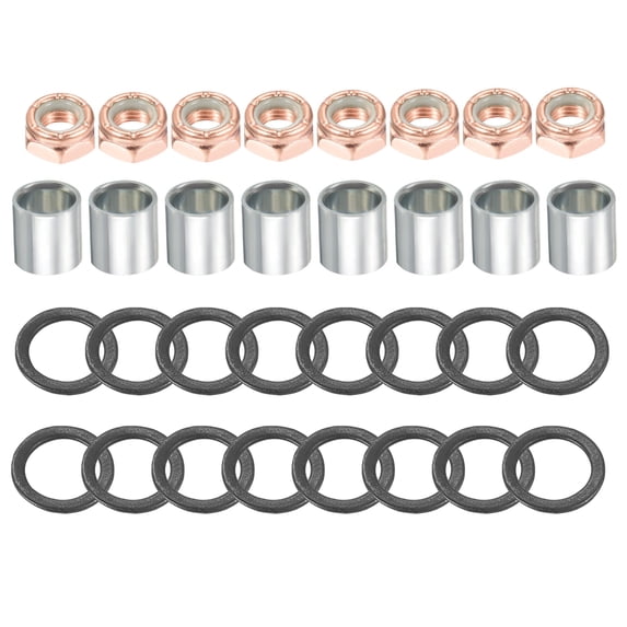 Uxcell Skateboard Truck Hardware Kit, Skateboard Truck Lock Nuts Axle Washers Spacer Speed Rings Set, Silver Black Brown