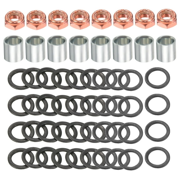 Uxcell Skateboard Truck Hardware Kit, Skateboard Truck Lock Nuts Axle Washers Spacer Speed Rings Set, Silver Black Red