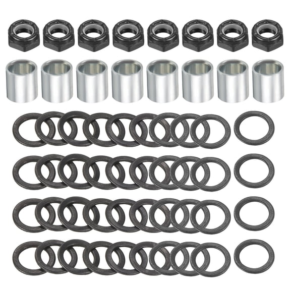Uxcell Skateboard Truck Hardware Kit, Skateboard Truck Lock Nuts Axle Washers Spacer Speed Rings Set, Silver Black