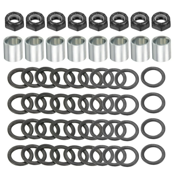 Uxcell Skateboard Truck Hardware Kit, Skateboard Truck Lock Nuts Axle Washers Spacer Speed Rings Set, Silver Black