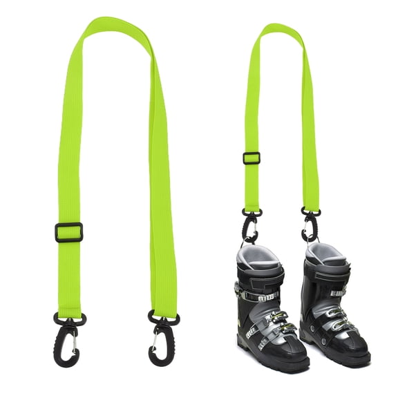 Uxcell Ski Boot Carrier Strap - Adjustable Snowboard Boots Carrying Strap Shoulder Sling Tote Leash - [Green-1IN]