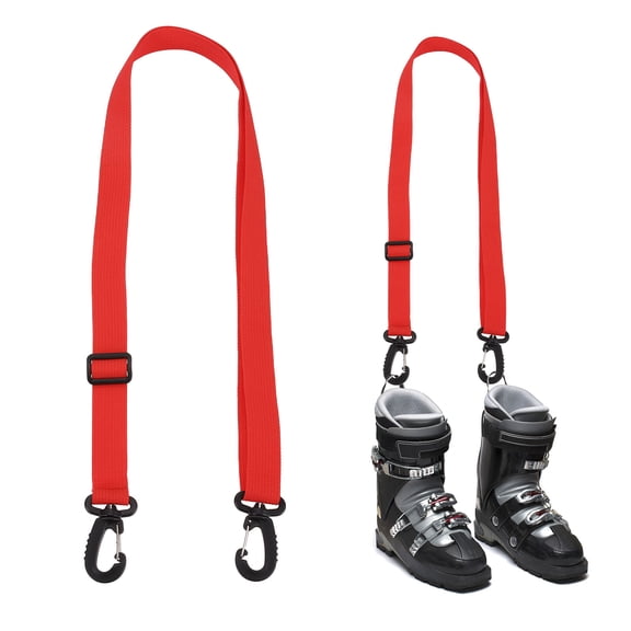 Uxcell Ski Boot Carrier Strap - Adjustable Snowboard Boots Carrying Strap Shoulder Sling Tote Leash - [Red-1IN]