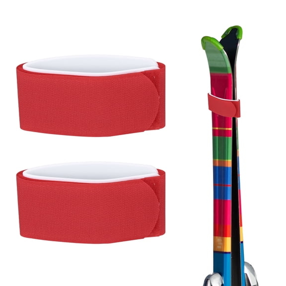 Uxcell Ski Fastener Straps [2Pcs] - Winter Sports Accessories Carrier Strap with Protective Pad - [Red]