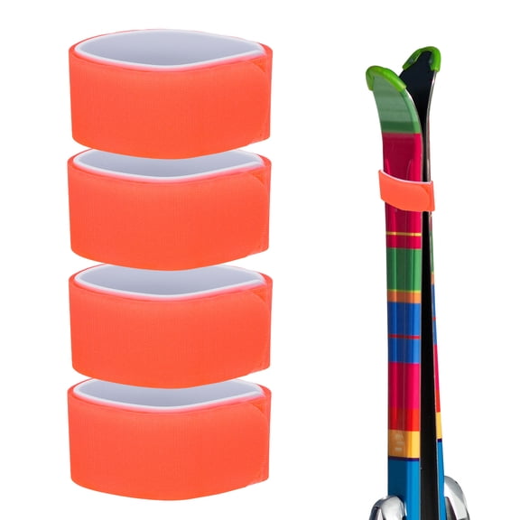 Uxcell Ski Fastener Straps [4Pcs] - Winter Sports Accessories Carrier Strap with Protective Pad - [Orange]
