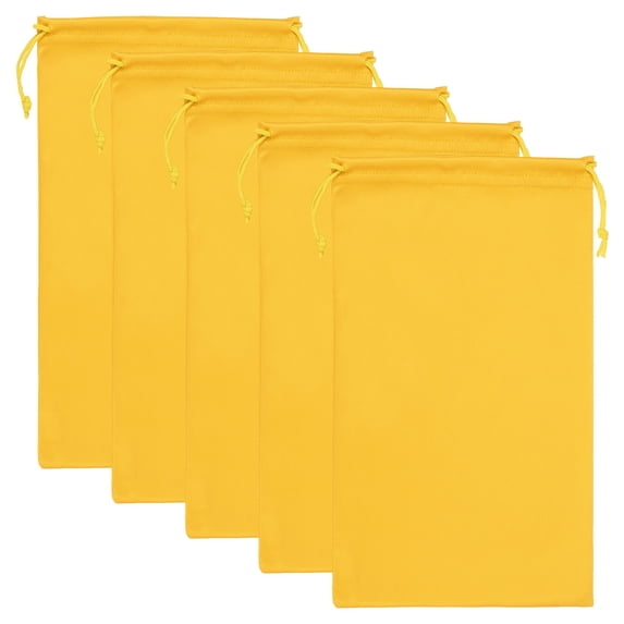 Uxcell Ski Goggle Bag, 5 Pcs Soft Microfiber Drawstring Pouch, 15cmx25cm, Yellow