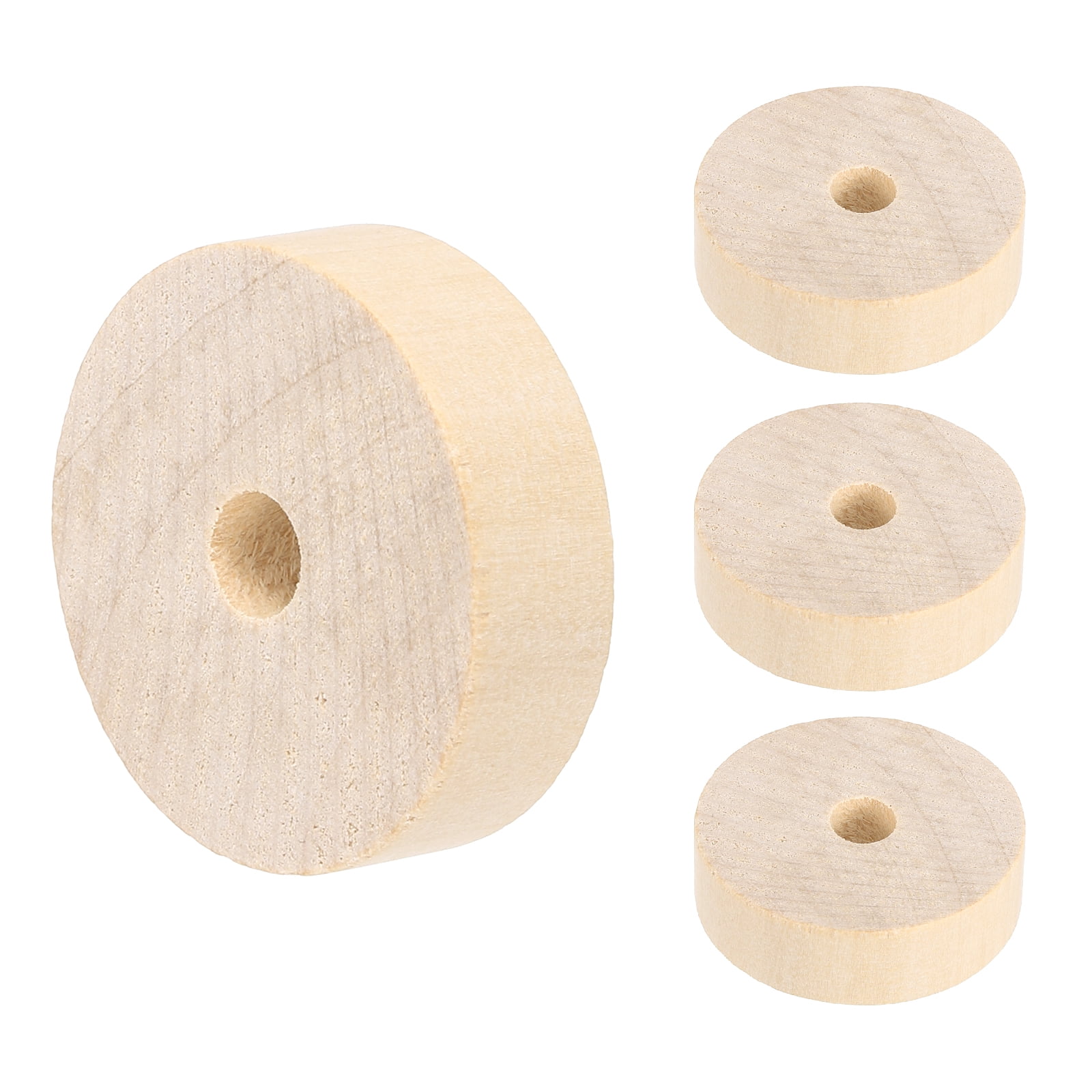 Unpainted Base Rims Uxcell Slab Wooden Wheel, Flat Unfinished Wood Hobby Wheel for Base DIY ...