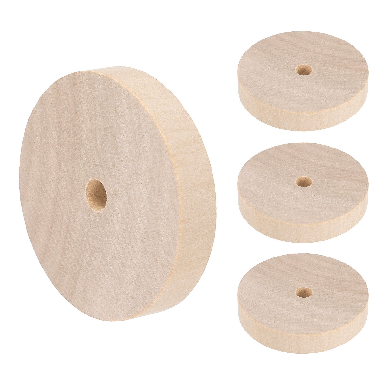 Unpainted Base Rims Uxcell Slab Wooden Wheel, Flat Unfinished Wood Hobby Wheel for Base DIY ...