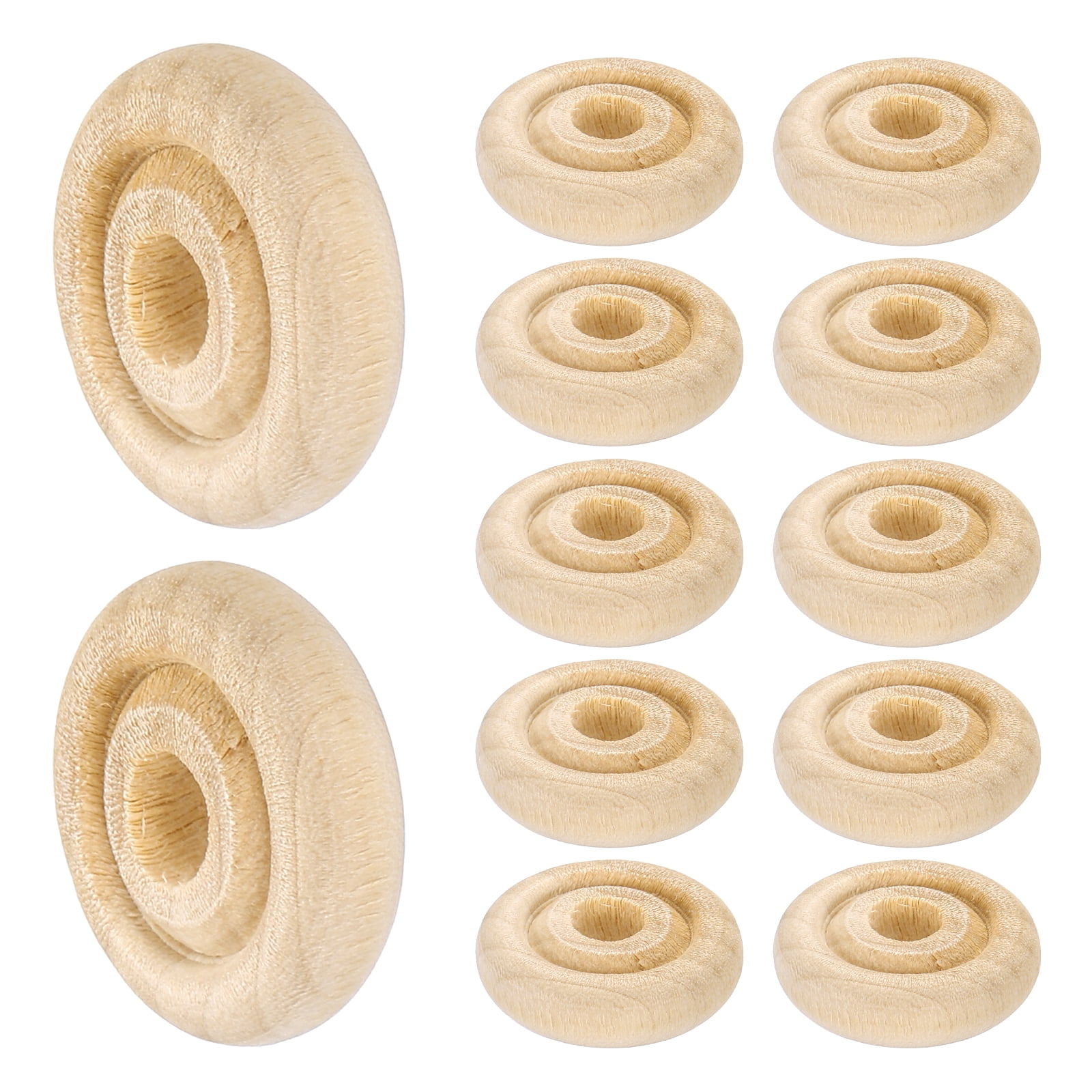 Unpainted Base Rims Uxcell Slab Wooden Wheels Flat Unfinished Wood Hobby Wheel for Mini ...