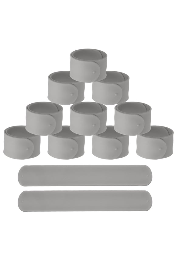 Slap Bracelets, Silicone Charm Bracelets Snap Band - 12Pcs Fitting for (Birthday Holiday Exchanging Gifts Party Favors Crafts Project DIY Prizes) 8.5" & Grey