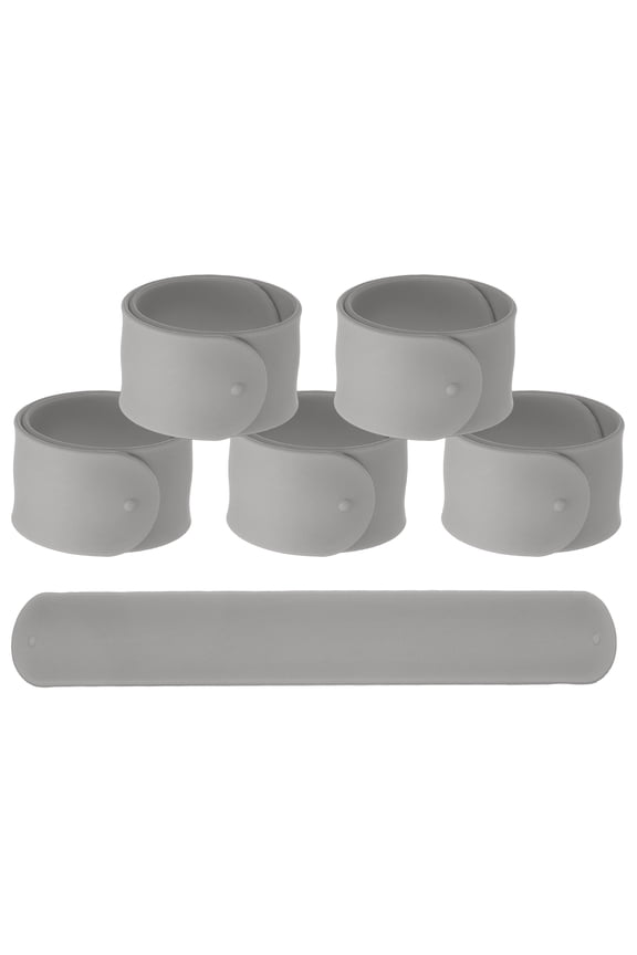 Slap Bracelets, Silicone Charm Bracelets Snap Band - 6Pcs Fitting for (Birthday Holiday Exchanging Gifts Party Favors Crafts Project DIY Prizes) 8.5" & Grey